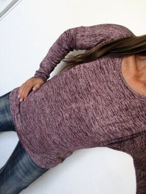 ATHLETA Top Size Large Purple Open Back Shirt